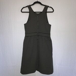 MADEWELL PIERSIDE Zip-Back dress in Strip women’s Sz M Black White 2000’s